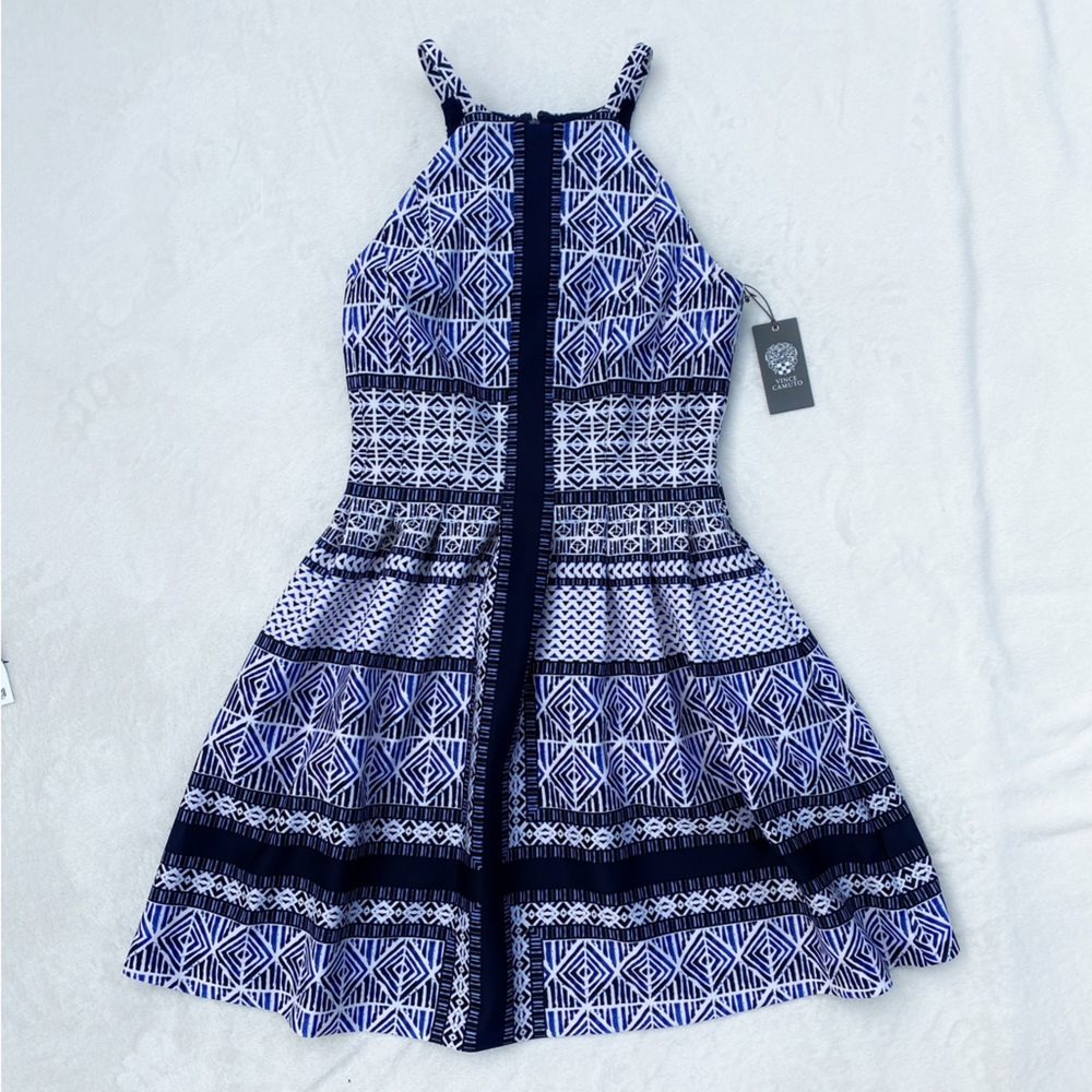 Blue Halter Fit & Flare Dress, WITH POCKETS!